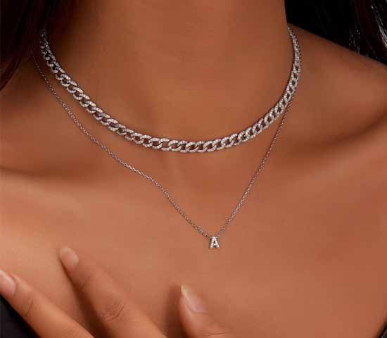 Цепочка с инициалом A из серебра