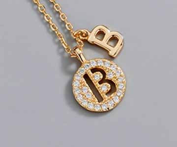 Ожерелье из серебра 925 с буквой B