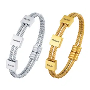 Fabricante de pulseras de acero inoxidable personalizadas para marcas en todo el mundo para hombres 7 Pulsera de cable de acero para hombre