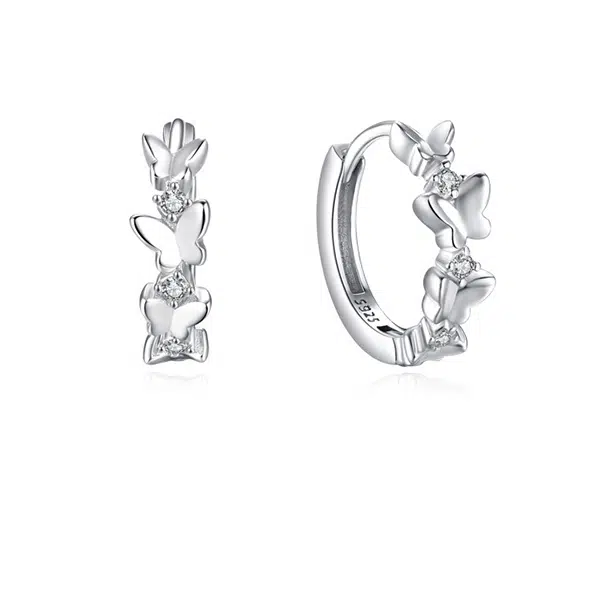 925 Sterling Silver Butterfly Earrings - Custom CZ Designs from China Factory 6 silver butterfly earrings