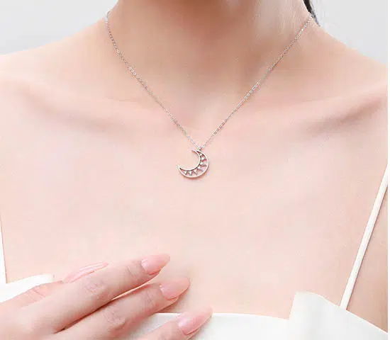 Silber-Halbmond-Halskette