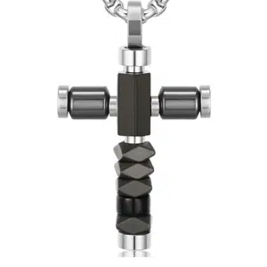 collier en acier inoxydable avec croix