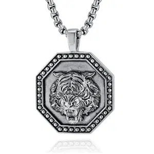 collier en acier inoxydable avec tigre