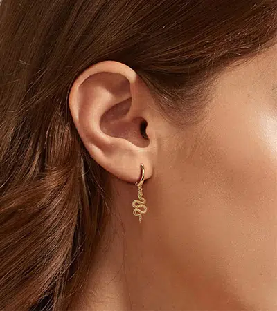 Модель демонстрации серебряных серег-змей с подвесками