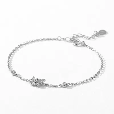 Браслет из стерлингового серебра с бабочкой и CZ-камнем