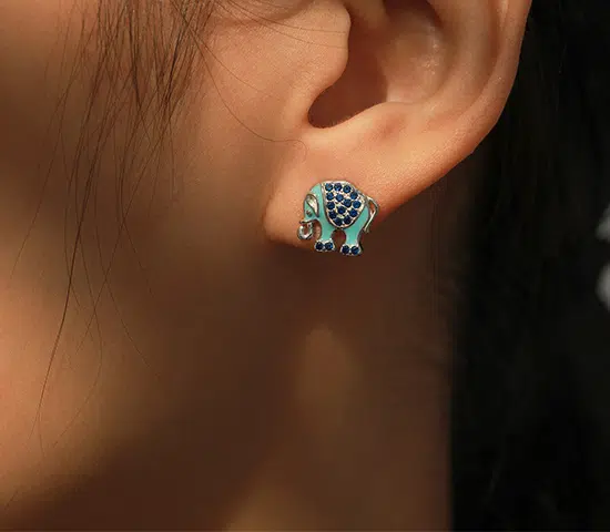 Sterlingsilber Elefanten-Ohrringe Stecker