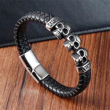 China Leather Bracelet Supplier Custom Wholesale Manufacturing & Engraving Services 5 Braided Leather Bracelet