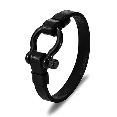 China 316L Stainless Steel Horseshoe Leather Bracelet Wholesale 4 Horseshoe Leather Bracelet Wholesale