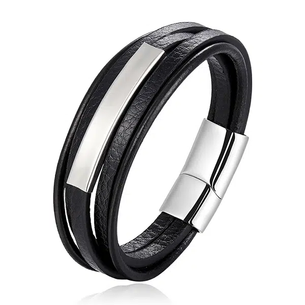 Leather Bracelet with Metal Plate - Custom Wholesale from China Factory 6 Leather Bracelet with Metal Plate