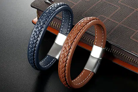 China Leather Bracelet Supplier Custom Wholesale Manufacturing & Engraving Services 12 Leather Cord Color