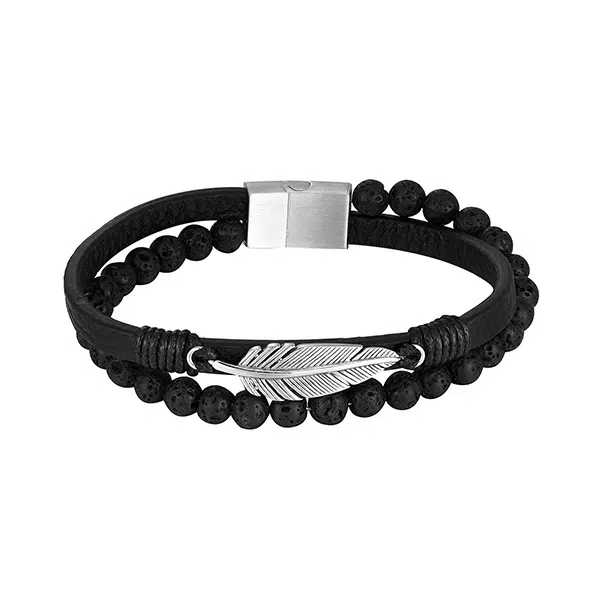 Produtos 1 Pulseira de Couro com Pena