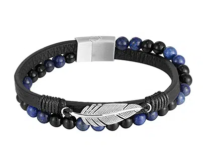 Pulsera de cuero con plumas OOTB