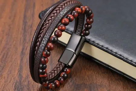 pulsera de ojo de tigre de cuero