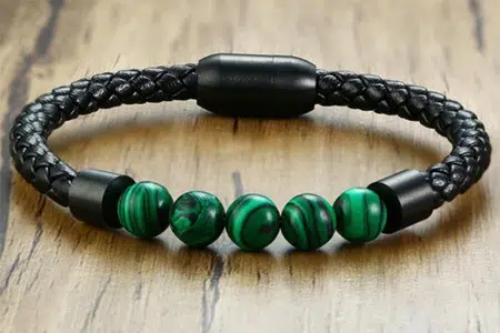 Malachite leather Bracelet