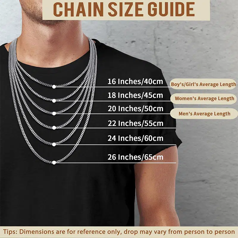 The Complete Guide to Standard Mens Necklace Length 1 Men Necklace Size Chart